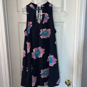 Pink Lilly sundress navy with pink and blue flowers